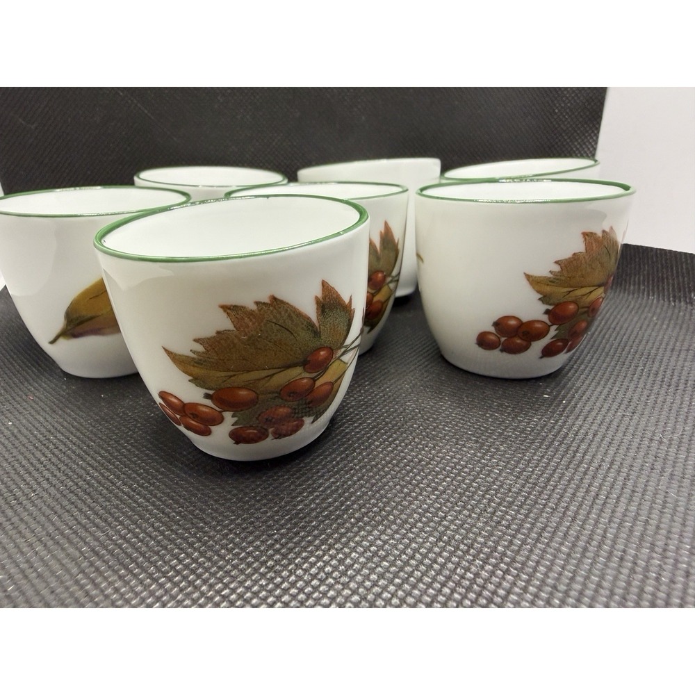 Royal Worcester Evesham Vale Set 7 Egg Cups 1986 Made in England No lids